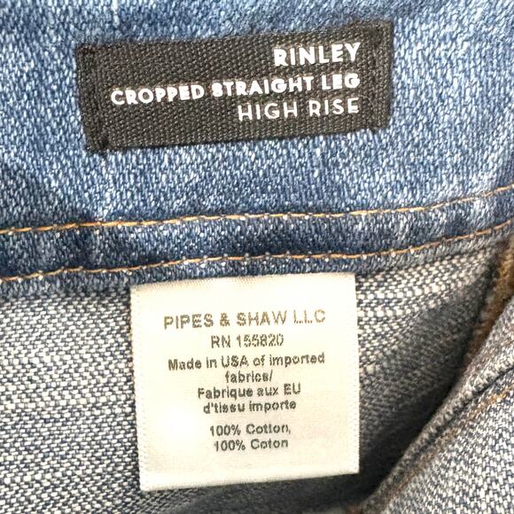 Veronica Beard Womens Rinley High Rise Cropped Jeans Durango Blue Button Fly 28 - Picture 6 of 9